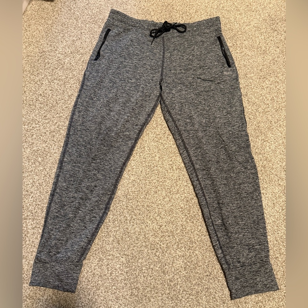 Pink Gray Jogger Pants with Black Drawstring